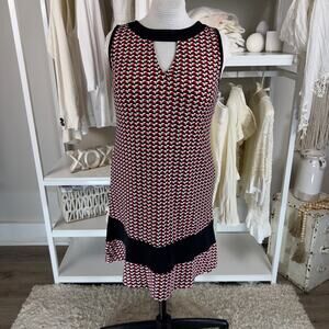 New York Clothing Co. sz. 12 black red white stretch knit sleeveless dress #2796